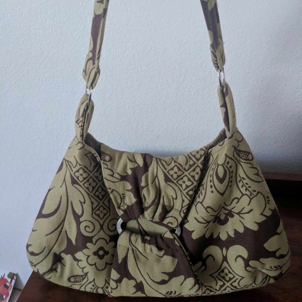 Dana Hurbert Handbag, Green And Brown Flowers, Sho